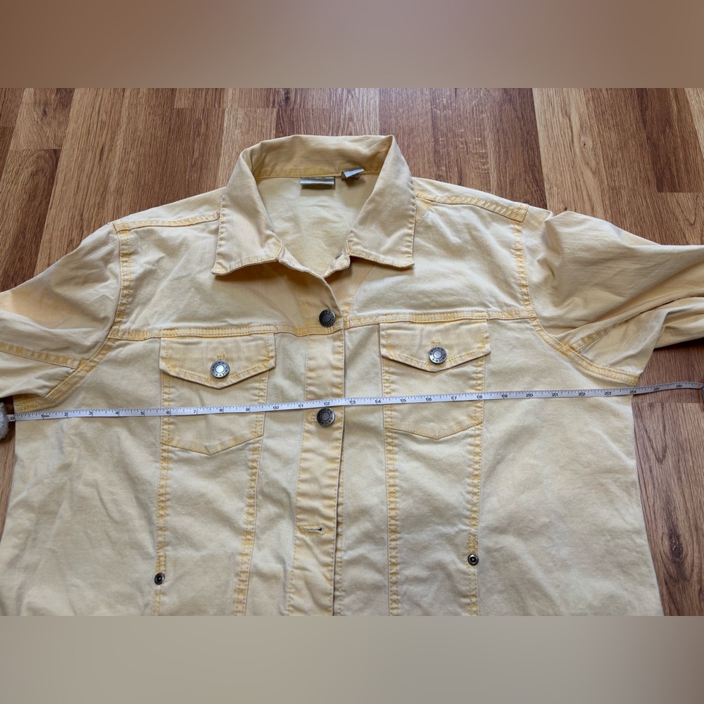 Chicos Jacket Women's Denim Jacket Butter Yellow 4 Pockets Size 3 (XL Size 16) - Picture 6 of 9